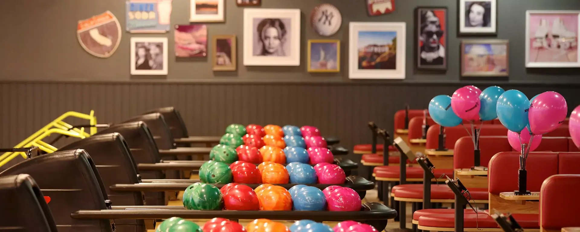 Bowling balls on lanes at Hollywood Bowl Bristol Longwell Green
