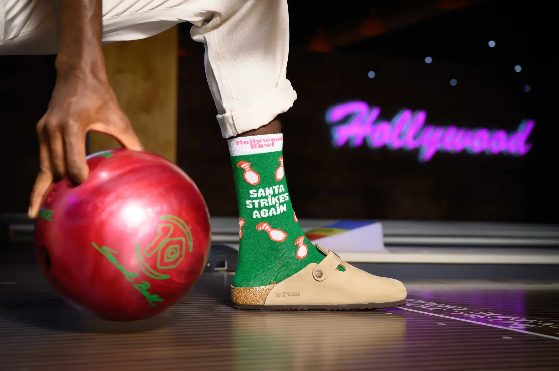 Mens Foot Wearing Socks & Bowling Balls