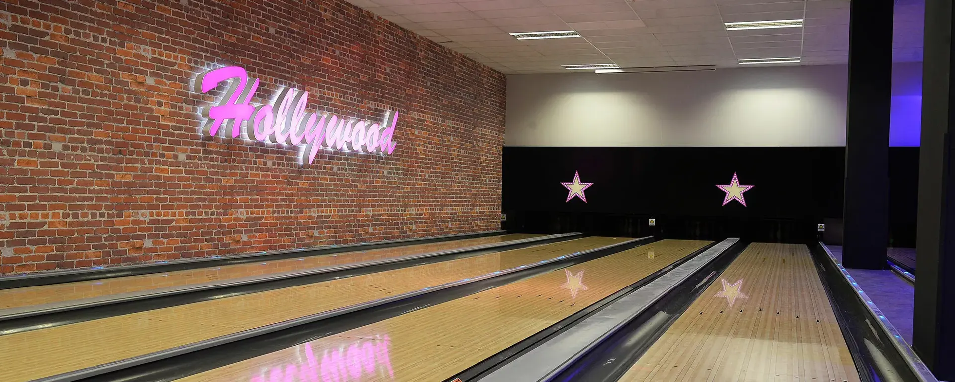 Bowling alley lanes at Hollywood bowl Cwmbran
