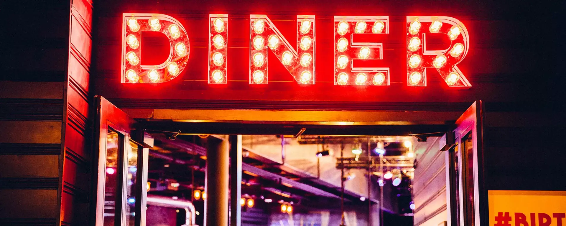 Diner sign at Hollywood Bowl London at the O2