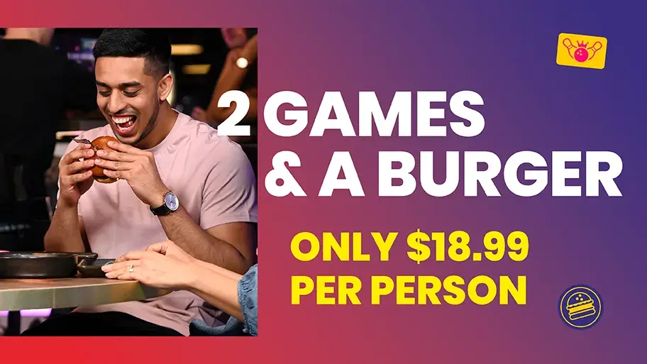 Get 2 games and a burger for just $18.99 at Splitsville Bowl