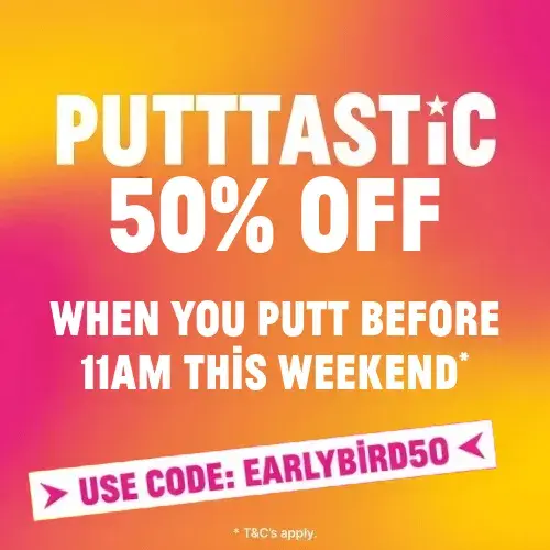 Save 50% when you putt before 11 at weekends in Hollywood Bowl Putt & Play