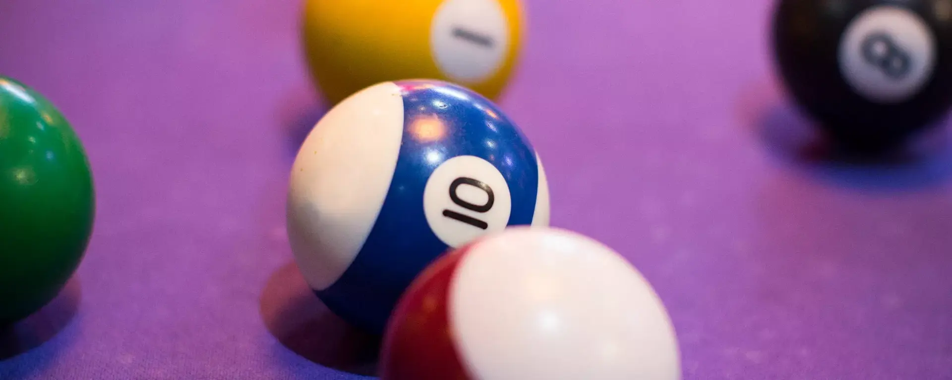 Pool balls at on pool table