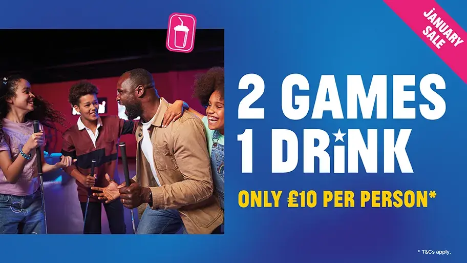 Get 2 games and 1 drink for just £10 at Hollywood Bowl