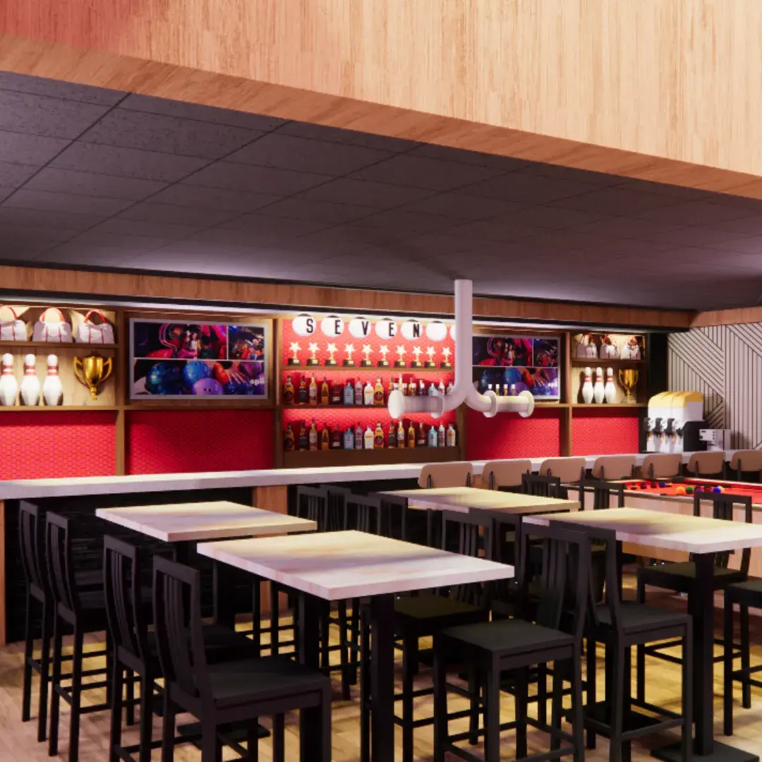 Concept design of lower bar at Splitsville Woodbridge