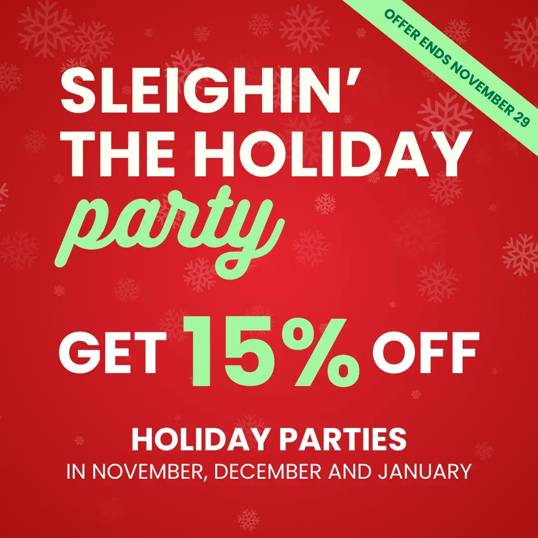 Flash sale: 15 % off Holiday Parties