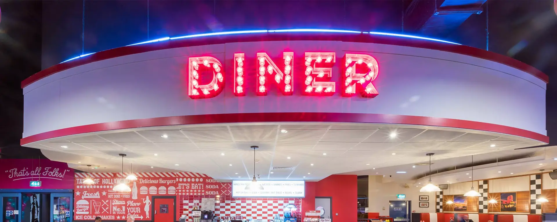 Diner sign at Hollywood Bowl tunbridge Wells