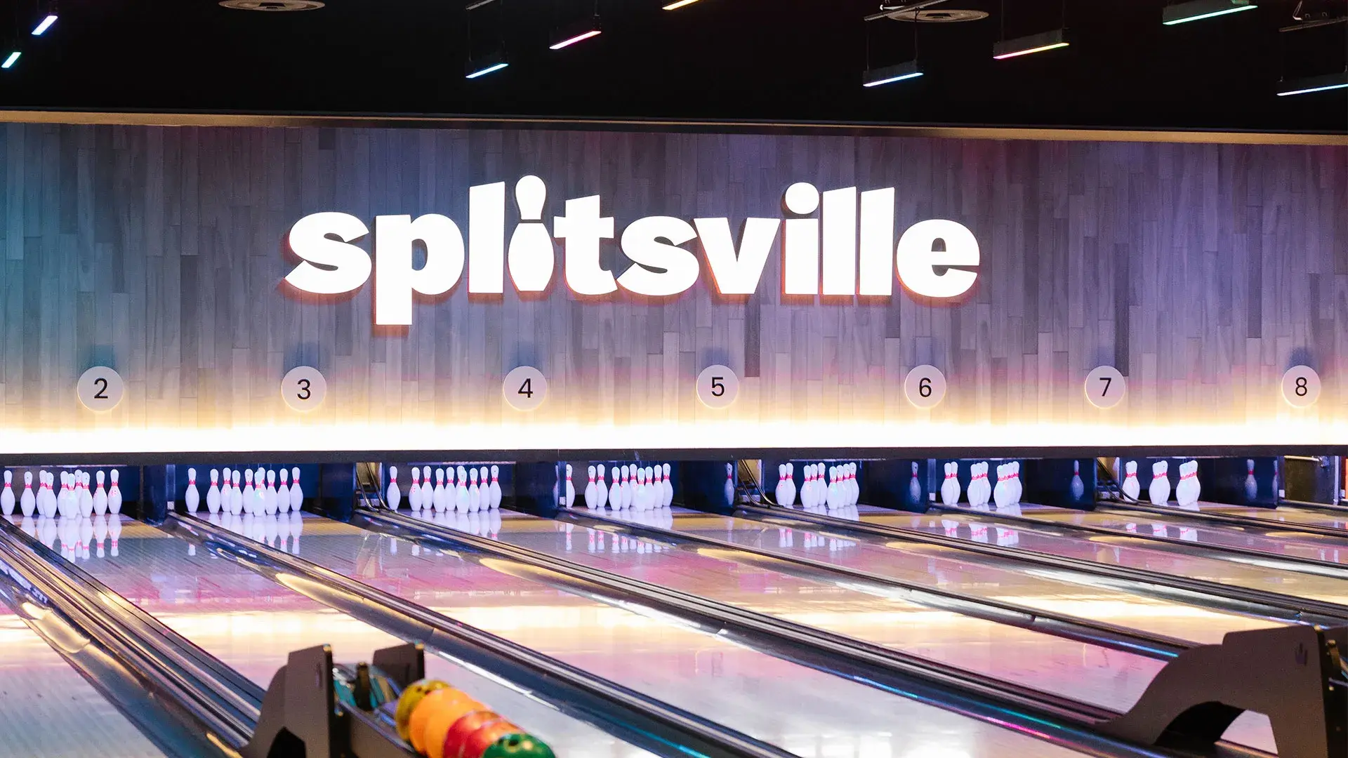 Bowling lanes at Splitsville Bowl Creekside