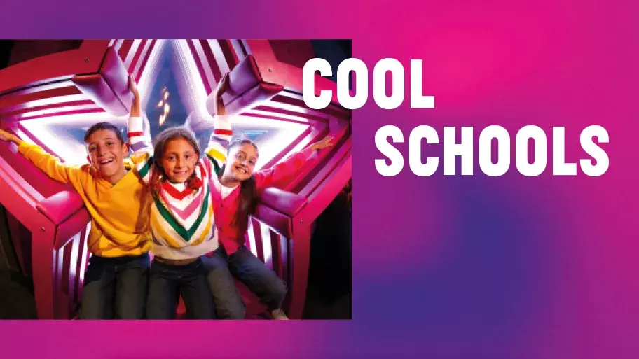 Group of school children celebrating and having fun