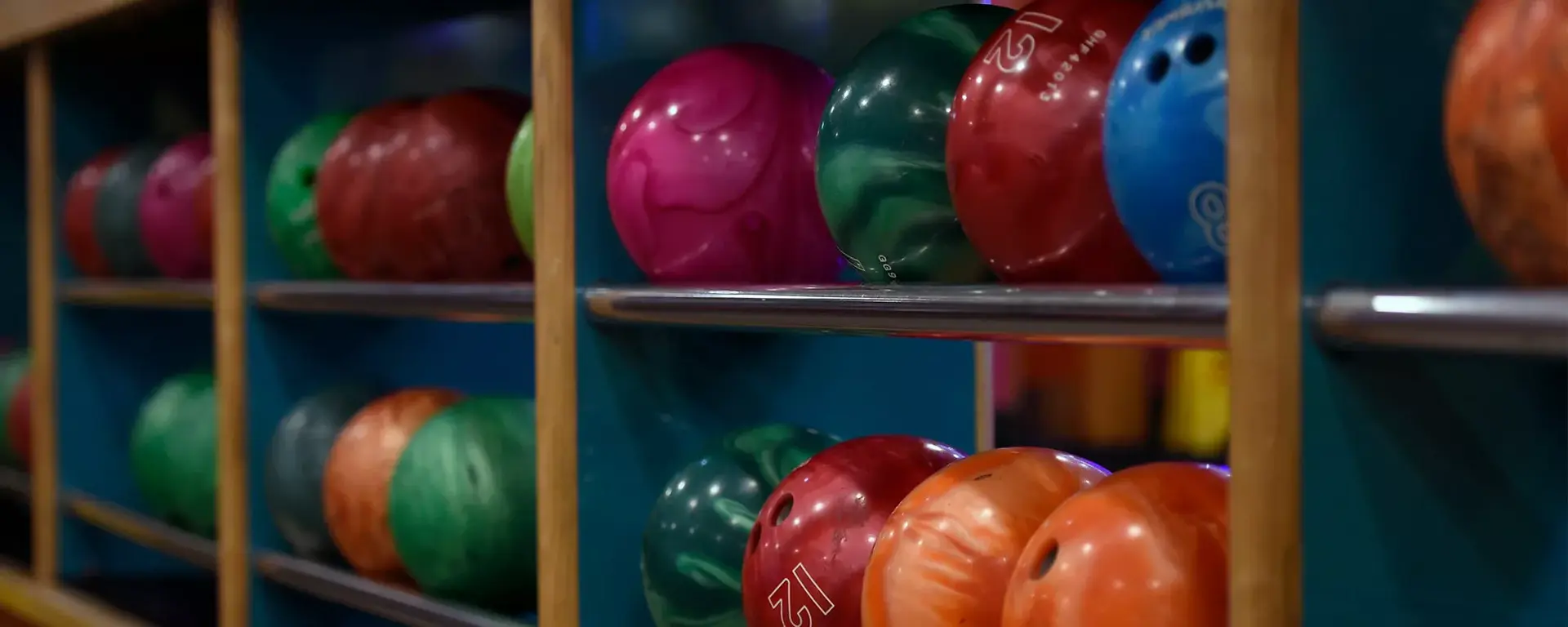 Bowling balls stacked at Hollywood Bowl