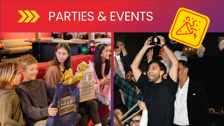 Kids and Adults celebrating at Splitsville Bowl