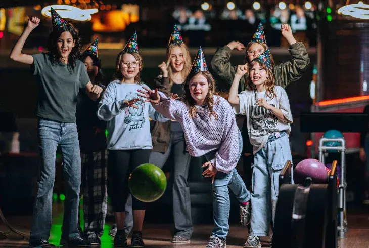 Kids enjoy their birthday party at Splitsville Bowl