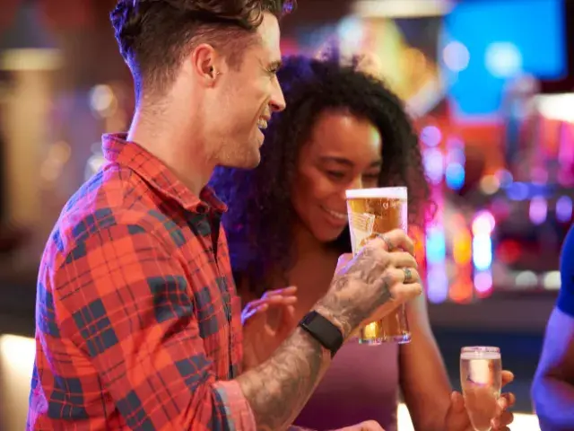 couple with food and drinks