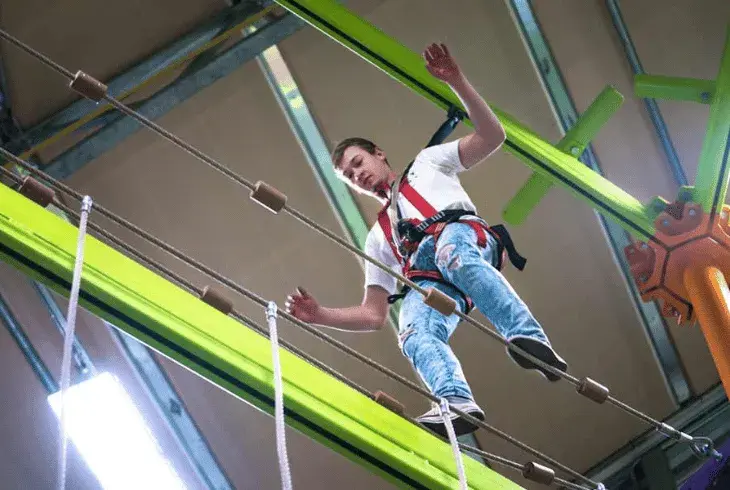 A man using the Sky Trail at Stoked in Saskatoon
