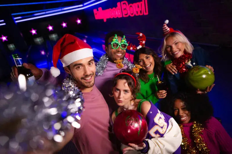 Young adults celebrating Christmas at Hollywood Bowl