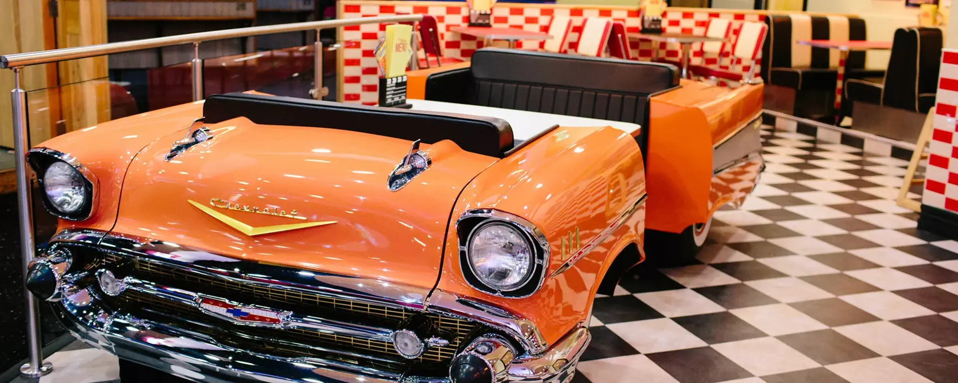 Retro car in diner at hollywood bowl