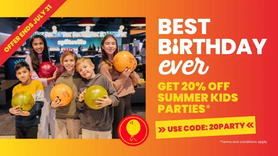 Save 20% off summer kids parties! Use code 20PARTY