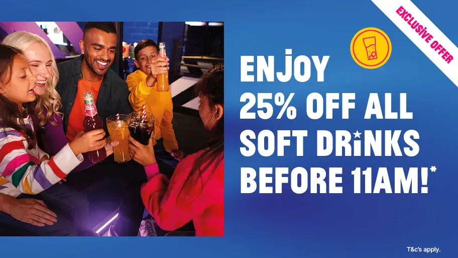 25% off all drinks offer at Hollywood Bowl