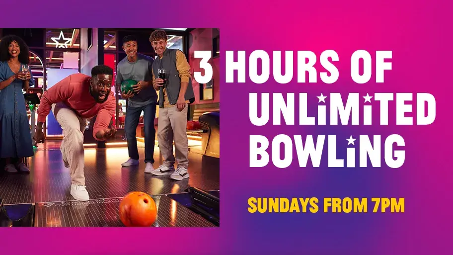 Get 3 hours of unlimited bowling at Hollywood Bowl everyday Sunday after 7pm!