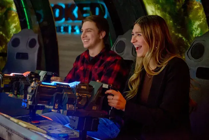 A couple enjoying a night out at Stoke by Spitsville Bowl