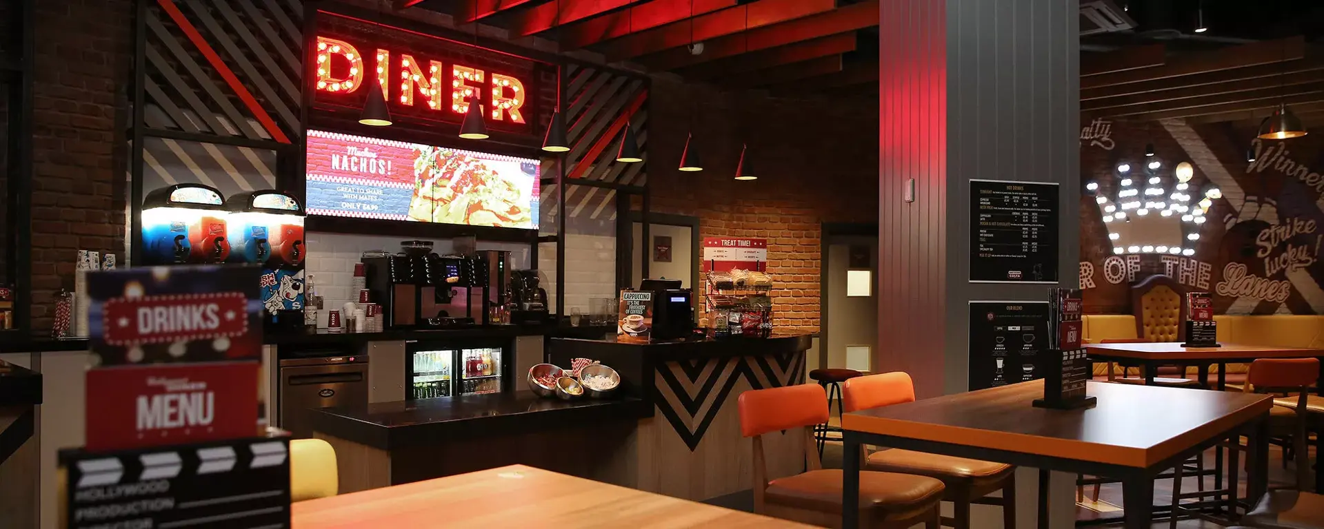 Diner area at Hollywood bowl intu Watford