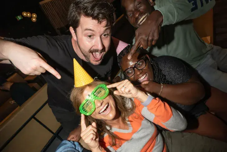 Friends enjoying their visit to Splitsville Bowl