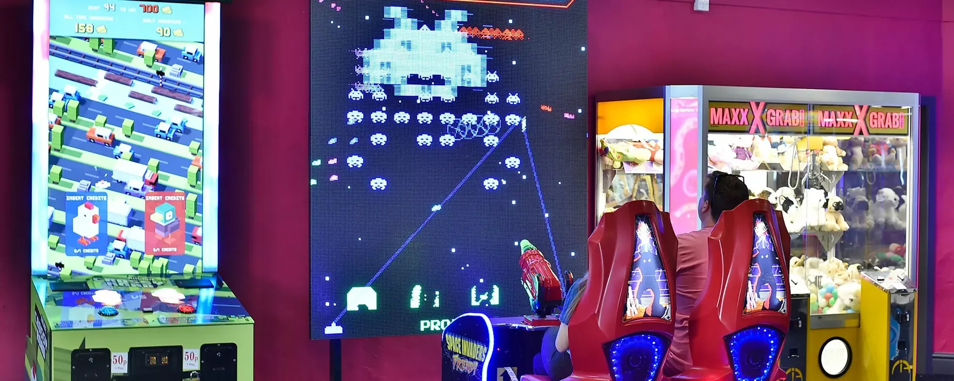 Space invaders arcade game at Hollywood Bowl Peterborough