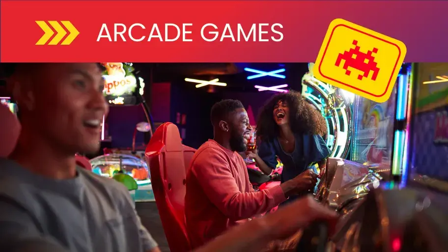 Playing arcade games at Splitsville Bowl