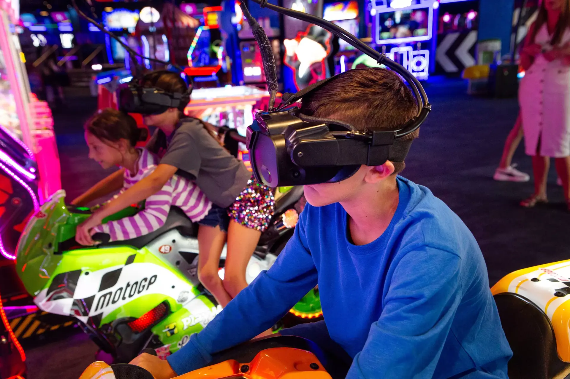 Children playing virtual reality games at Hollywood Bowl