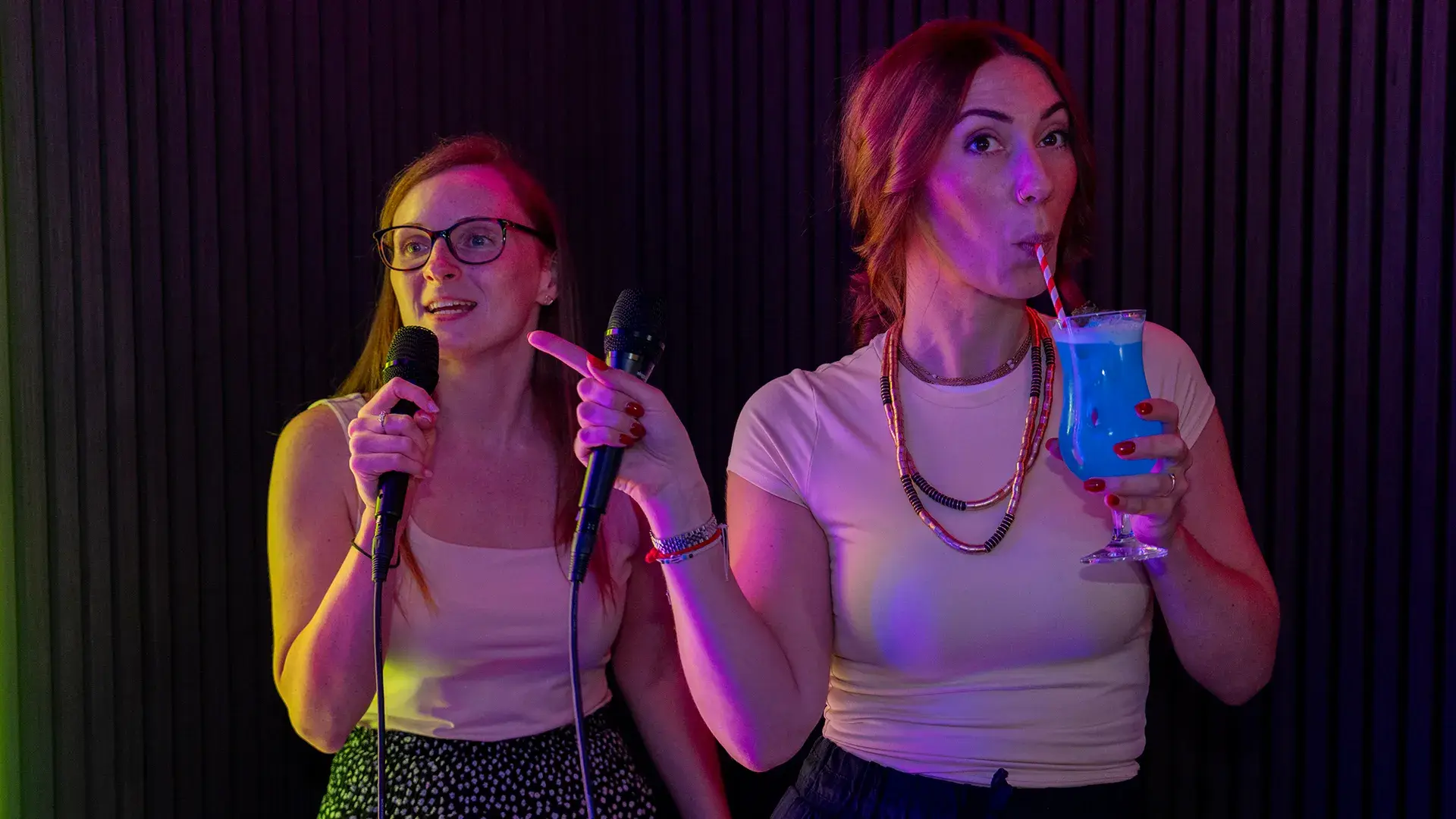 Children singing a karaoke song at Hollywood Bowl