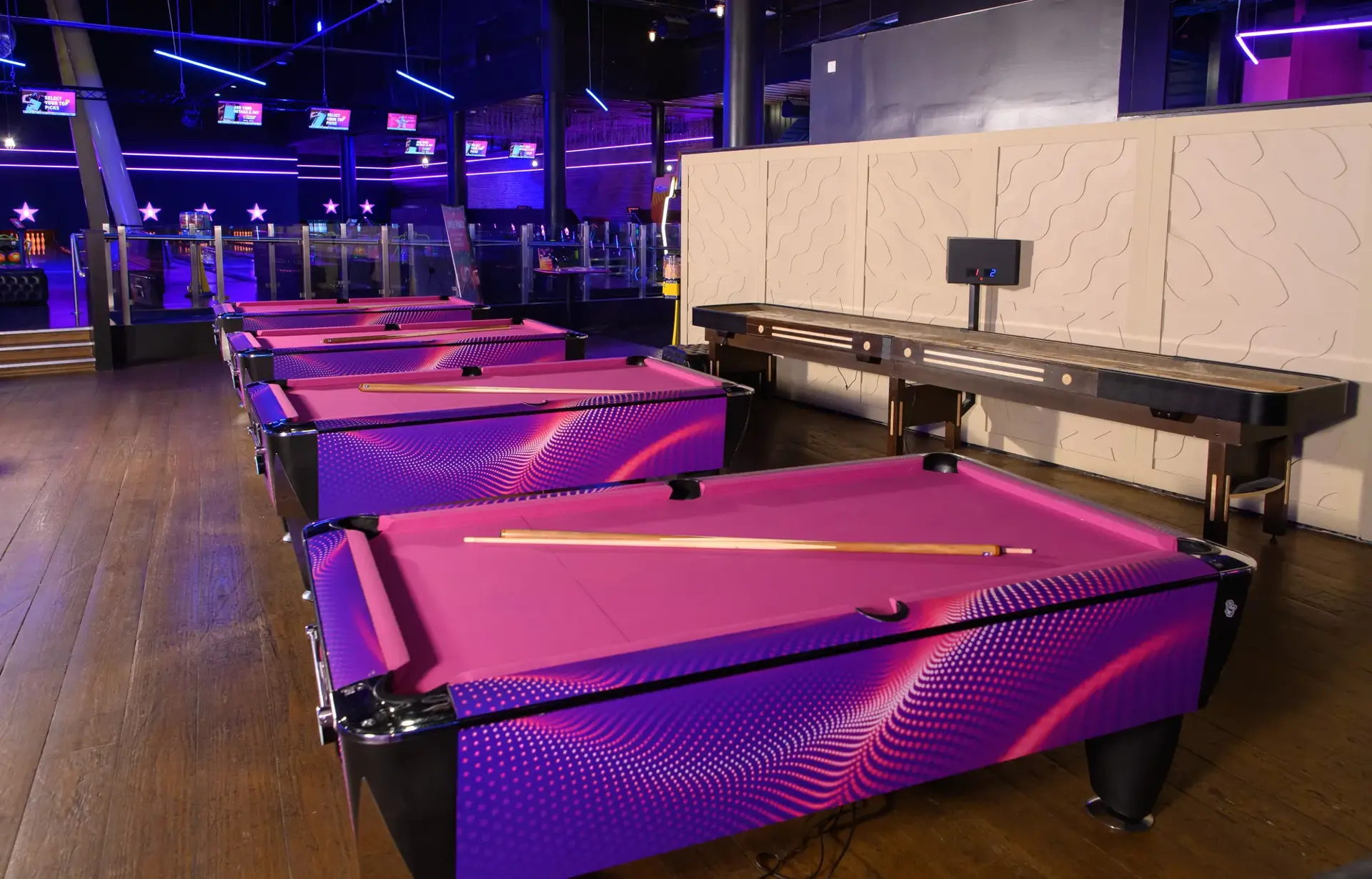 Pool tables at the O2